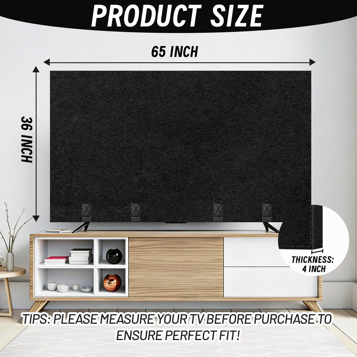 Meimaao TV cover with quick-release straps enables fast, secure setup.