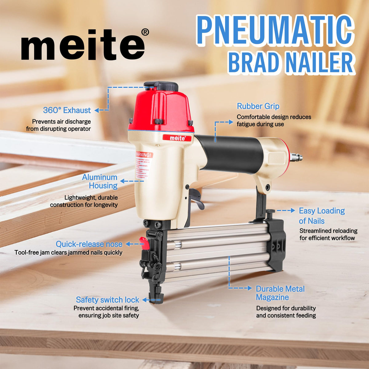 Meite F50C 360 degree exhaust directs air away from user