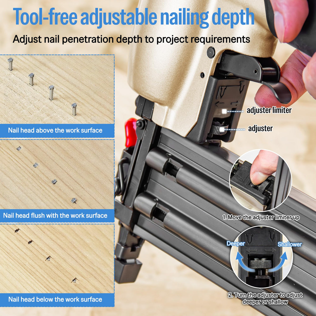 Meite F50C quick release nose enables tool free jam clearance