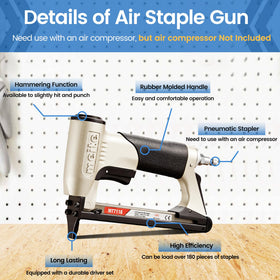 Meite MT7116 22-gauge staples compatibility, supports 1/4 to 5/8 inches