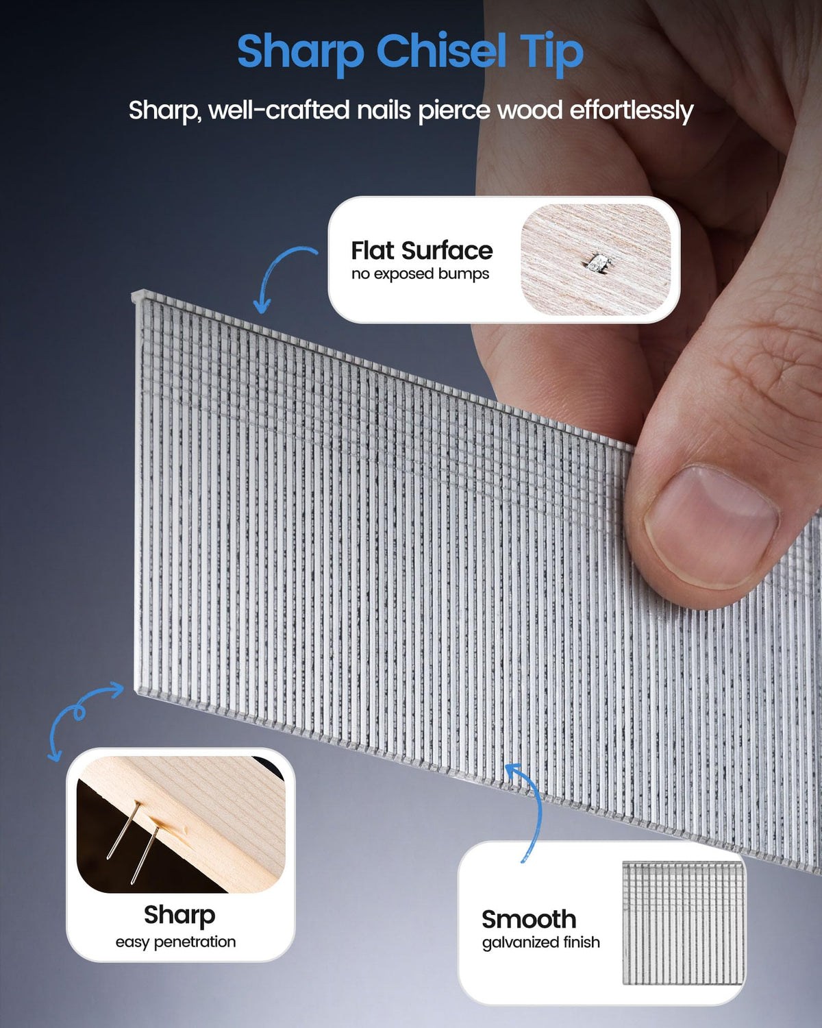 Meite trim and molding brad nails for clean trim joints