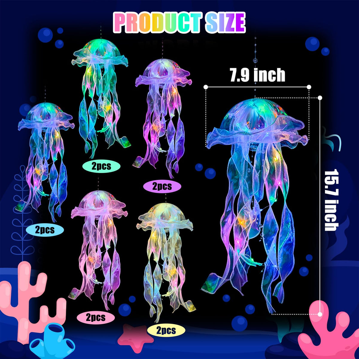 MEIWUTIE jellyfish lantern green glow enhances mermaid birthday vibes