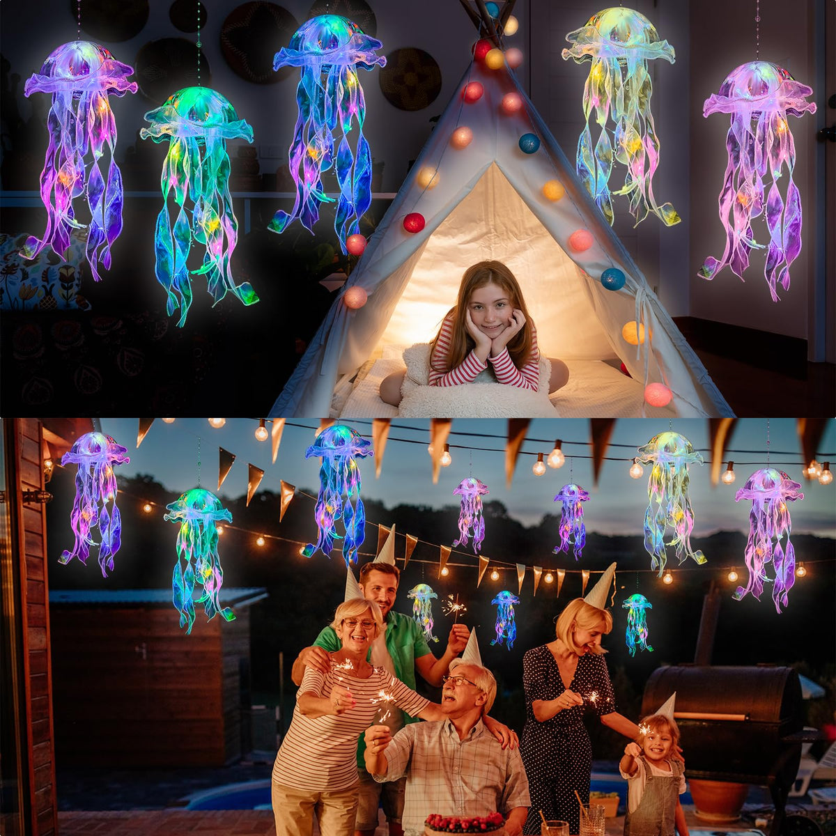 MEIWUTIE jellyfish lantern tassel detail for lifelike look