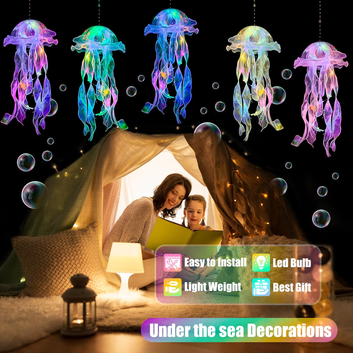 MEIWUTIE jellyfish lantern yellow glow bright ocean mood