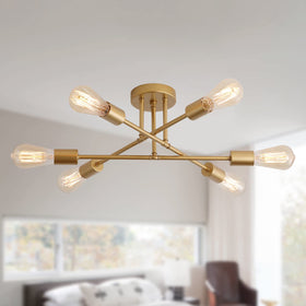 MEIXISUE Gold Modern Sputnik chandelier creates a stylish living room focal point