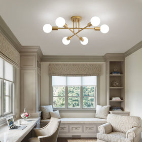 MEIXISUE Gold Modern Sputnik chandelier six-light adjustable branches let you customize lighting angles