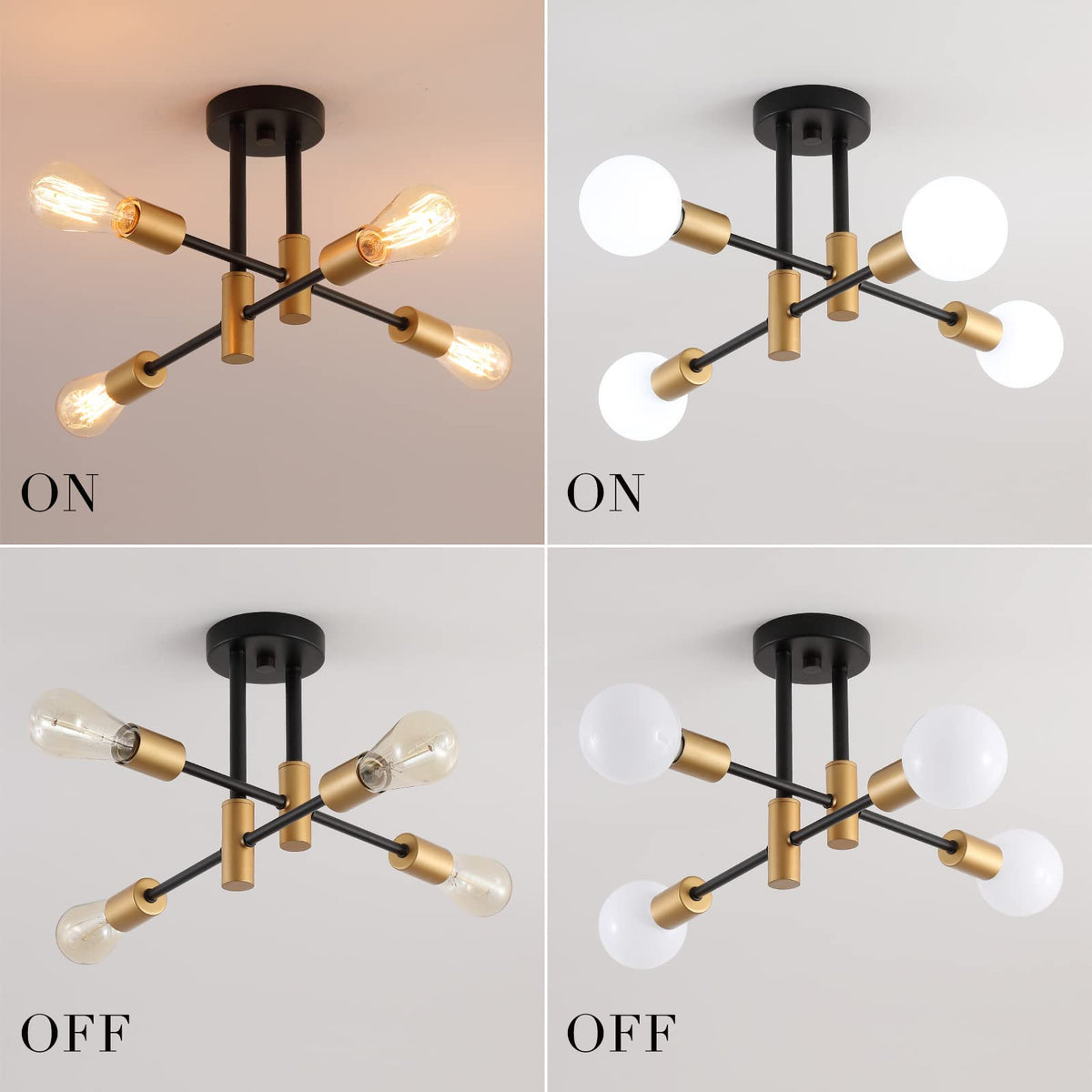 Meixisue gold four-light chandelier ships UL-listed for safety