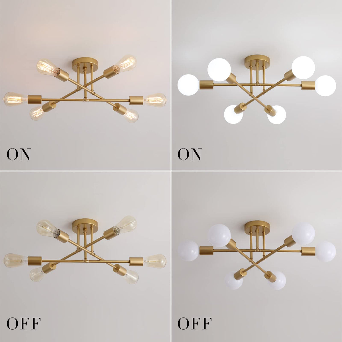MEIXISUE Gold Modern Sputnik chandelier warm LED glow enhances evenings
