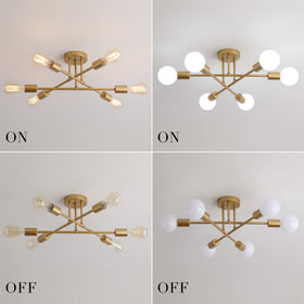 MEIXISUE Gold Modern Sputnik chandelier warm LED glow enhances evenings