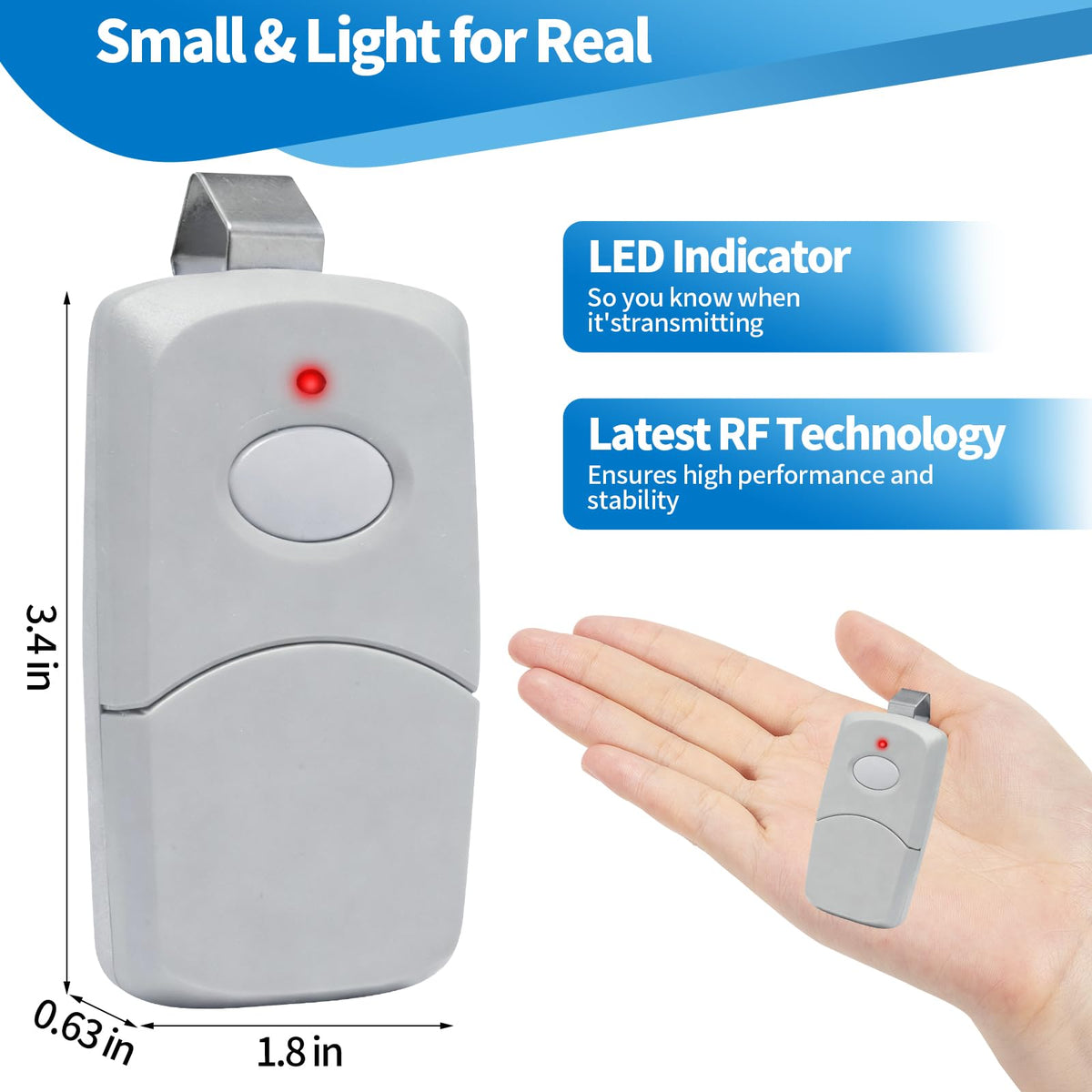 MeiZhi remote mounted on wall for quick garage access