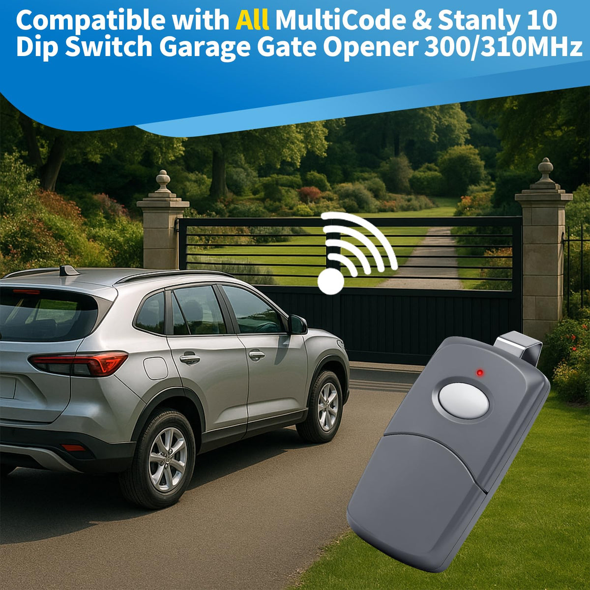 MeiZhi Stanley gate remote showing 10 digit code compatibility