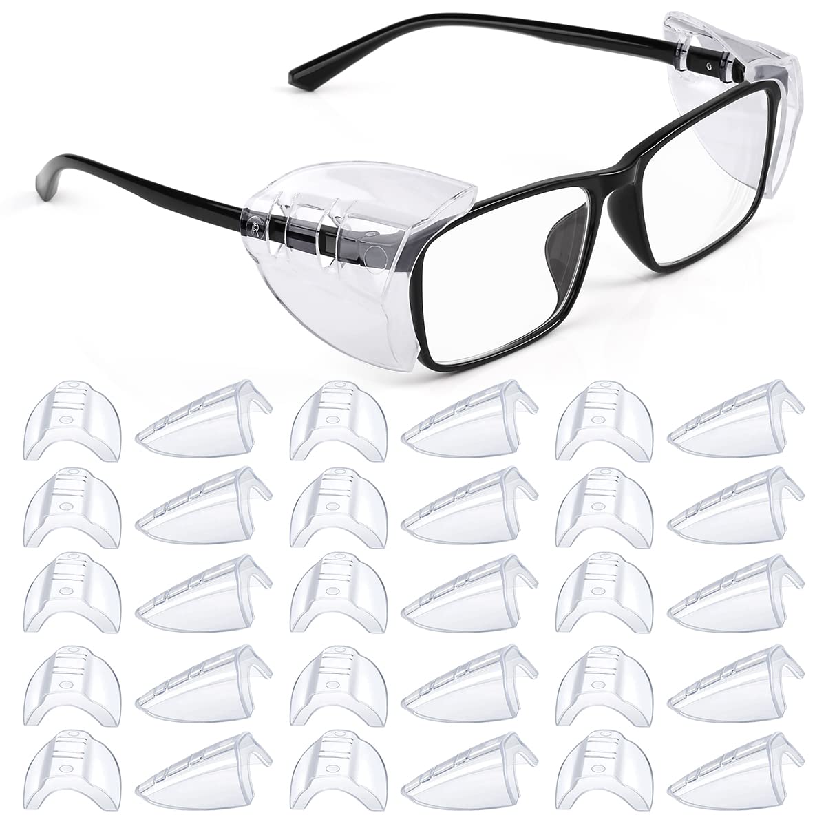 MELASA 15-pairs side shields for eye protection on small to medium glasses.