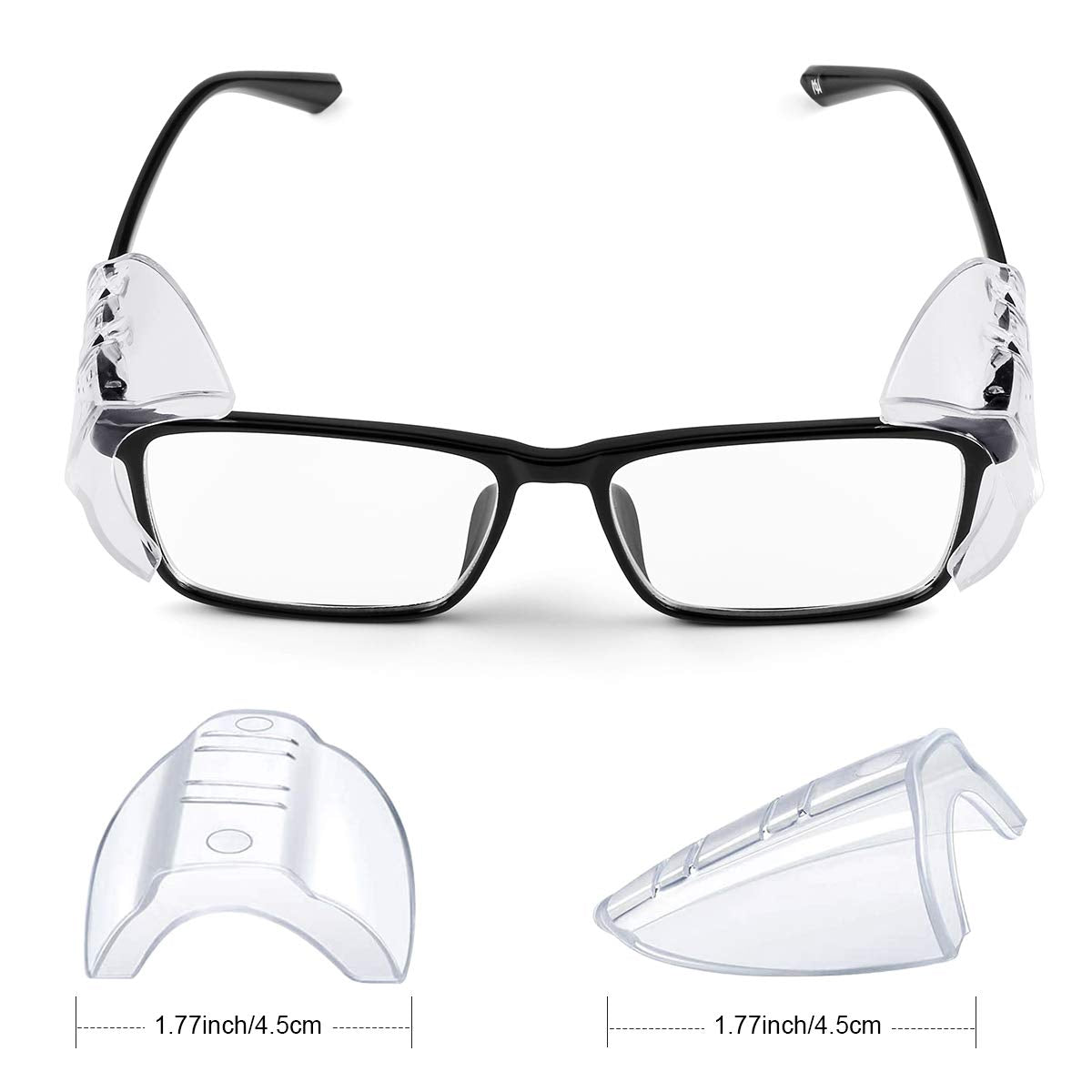 Closeup of MELASA clamps shows secure attachment to most eyewear frames.
