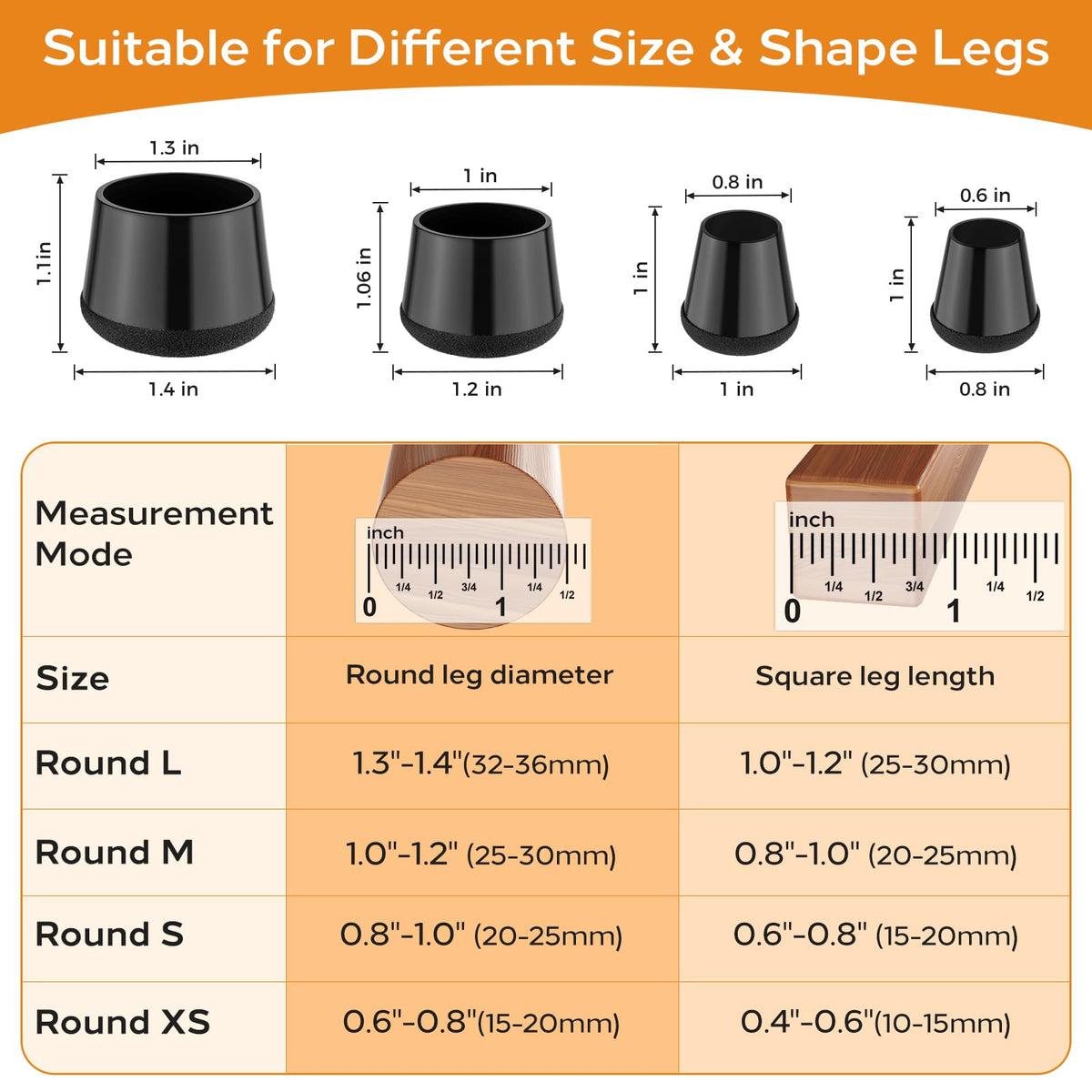 Meldel 360-wrapped felt bottom cushions chair movement and reduces noise.