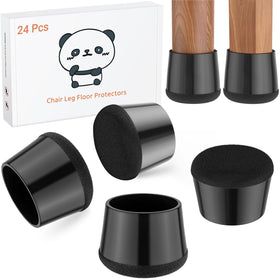 Meldel chair leg protectors packaging shows easy setup and protection.