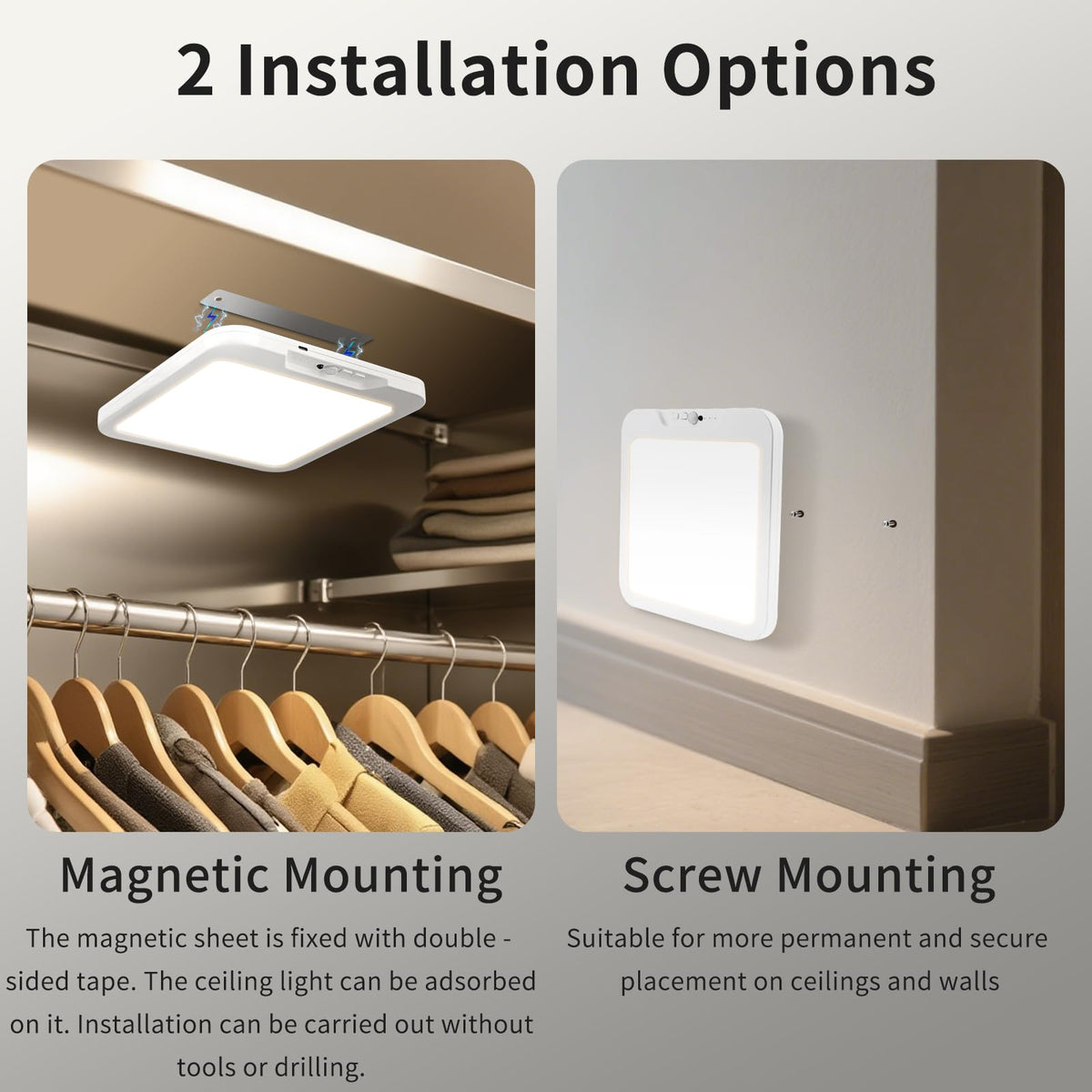 Meliya 8000mAh battery-powered ceiling light with magnetic installation for easy setup.