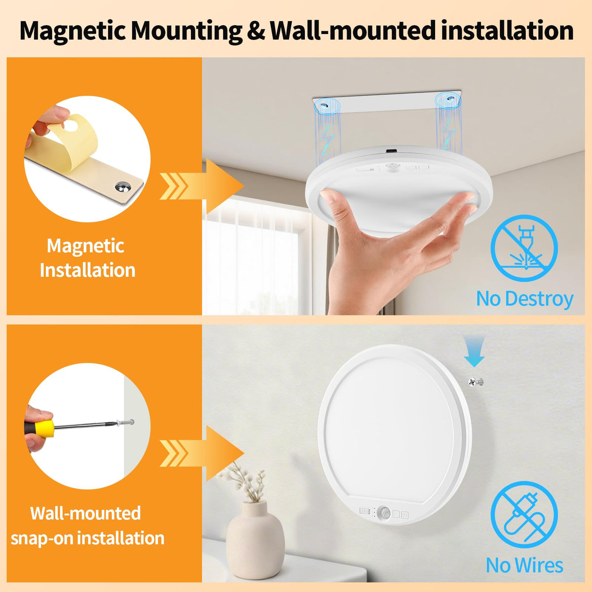 Compact 180x180x15 mm design fits tight ceilings