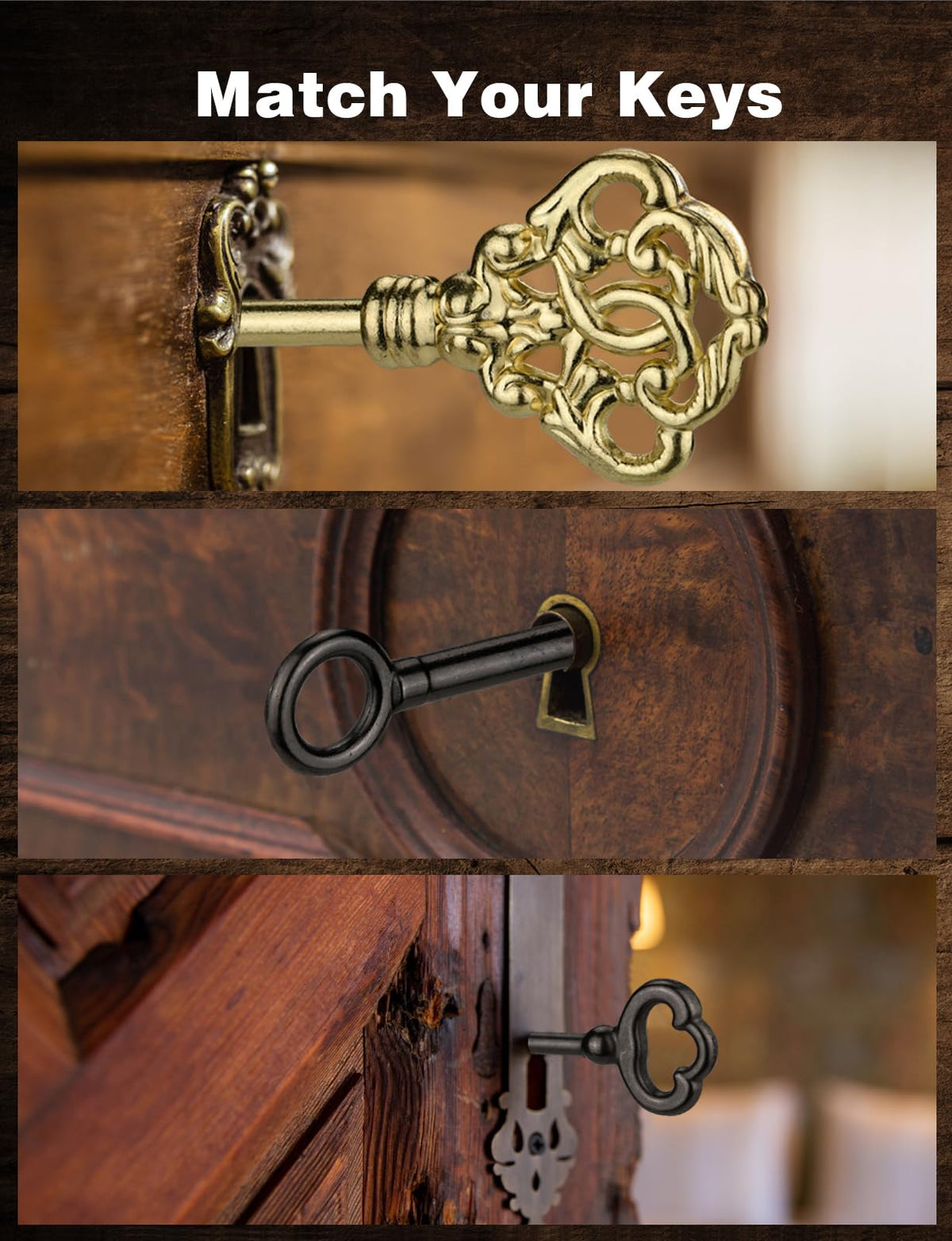 Close-up of Mellbree brass and die-cast keys showing sturdy construction.