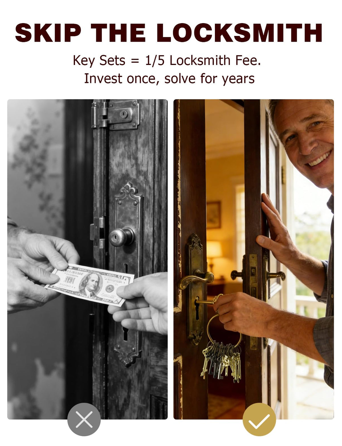 Mellbree brass zinc alloy keys offer durability for years of use