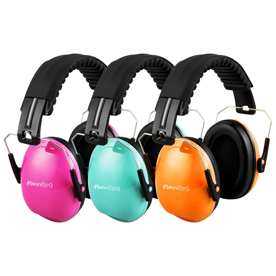 MelonArt Kids Ear Protection earmuffs folded for compact travel