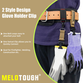 Durable alligator clip and metal holder on MELOTOUGH glove clip