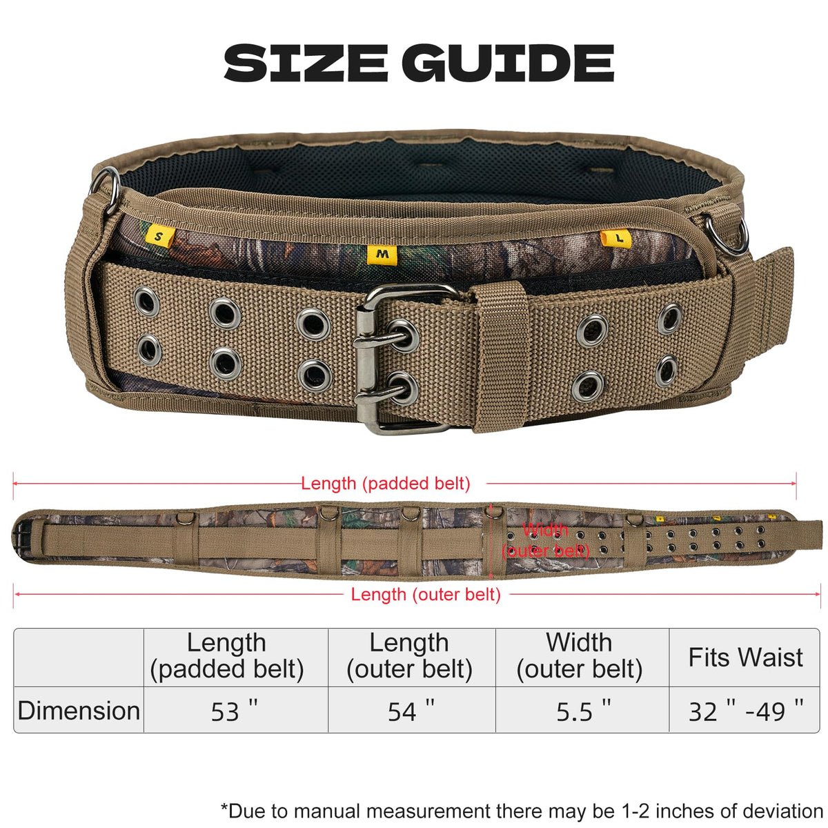 MELOTOUGH camo tool belt adjustable setup for versatile fits.