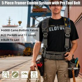 MELOTOUGH camo tool belt hammer holster with steel-loop accessibility