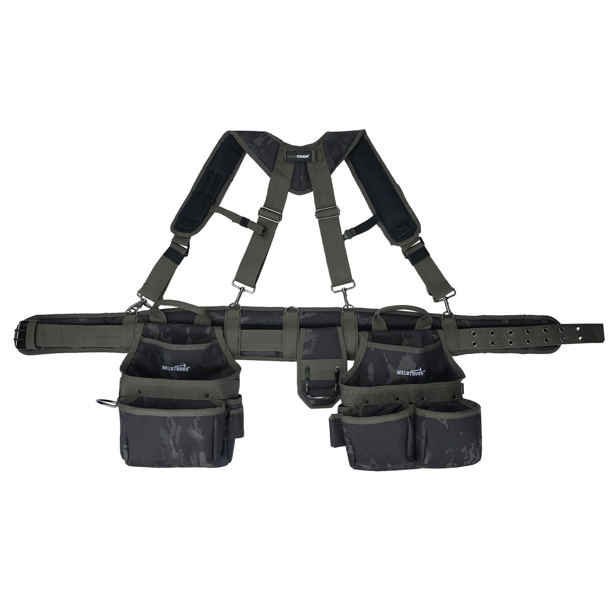 MELOTOUGH camo tool belt high-visibility lining aids fast tool spotting