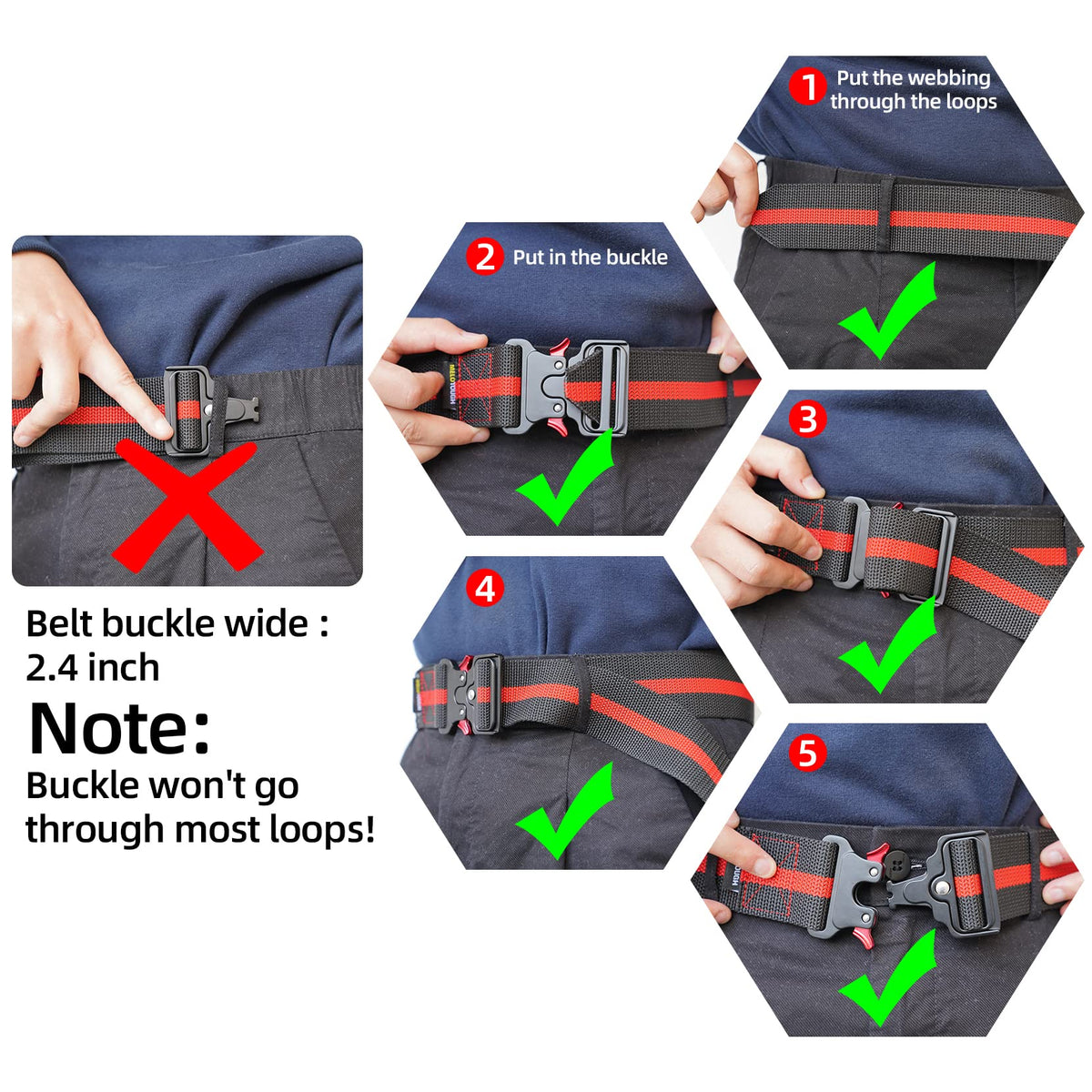 MELOTOUGH full adjustable belt fits 32–51 inches for versatile sizing.