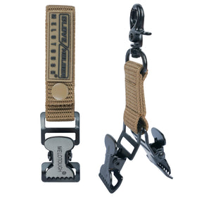 MELOTOUGH glove belt clip shown in full view on a duty belt for quick access