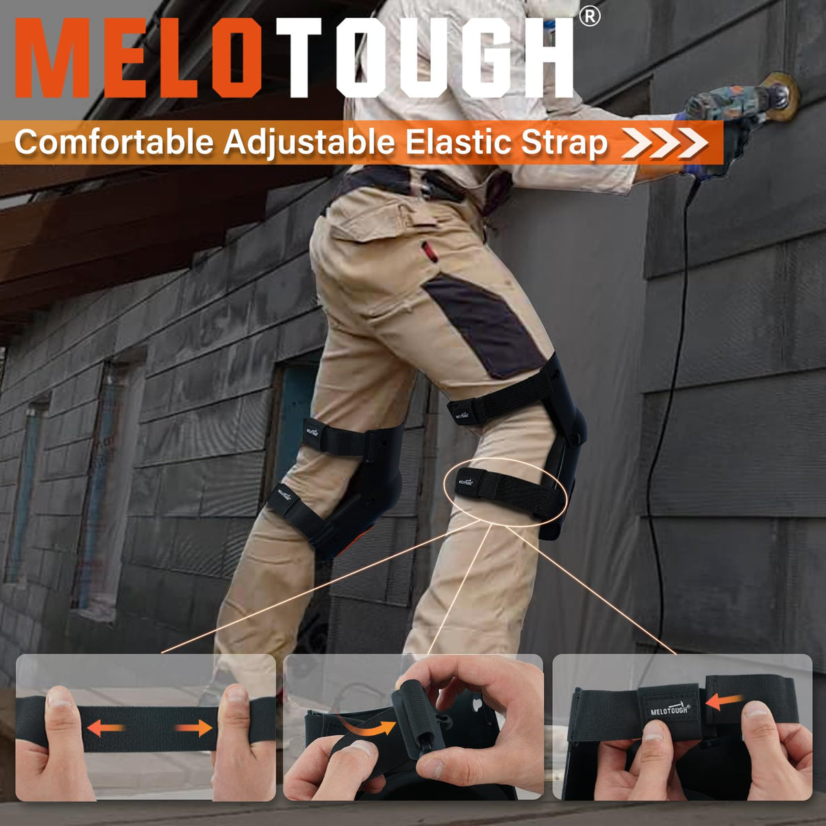 MELOTOUGH knee pads with EVA cushioning provide comfortable knee support.
