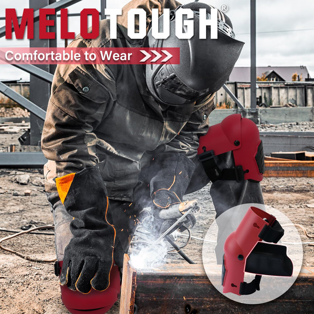 MELOTOUGH knee pads ideal for flooring installation and kneeling work