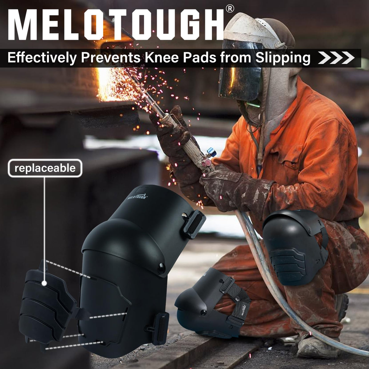 MELOTOUGH multi-job-use knee pads suit construction, gardening, flooring, and more.