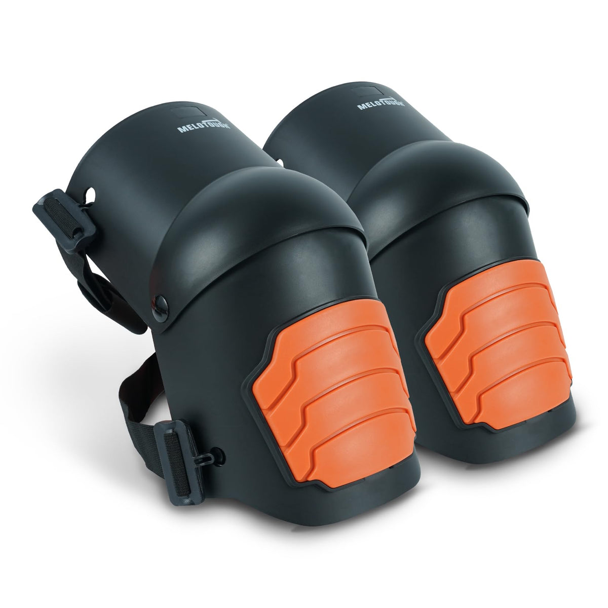 MELOTOUGH knee pads with non-slip shell for secure kneeling on rough surfaces.