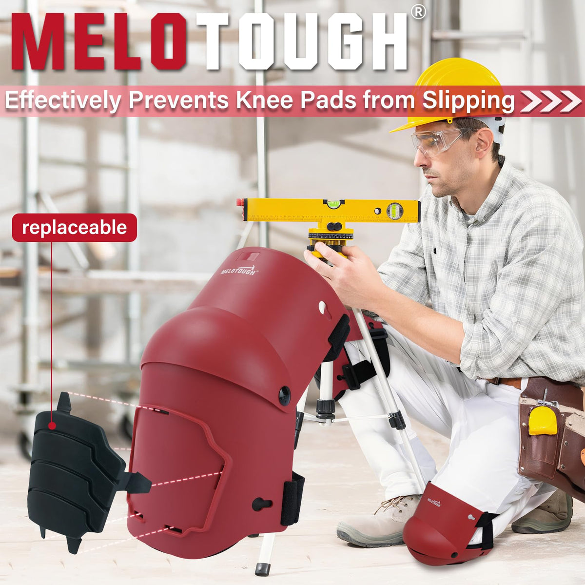 MELOTOUGH knee pads offer soft inner padding for comfortable kneeling