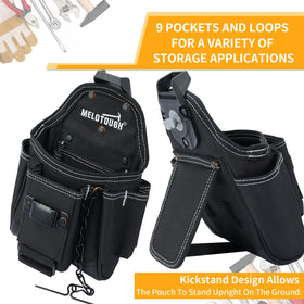 MELOTOUGH 9-pocket electrician bag keeping tools organized and within reach.