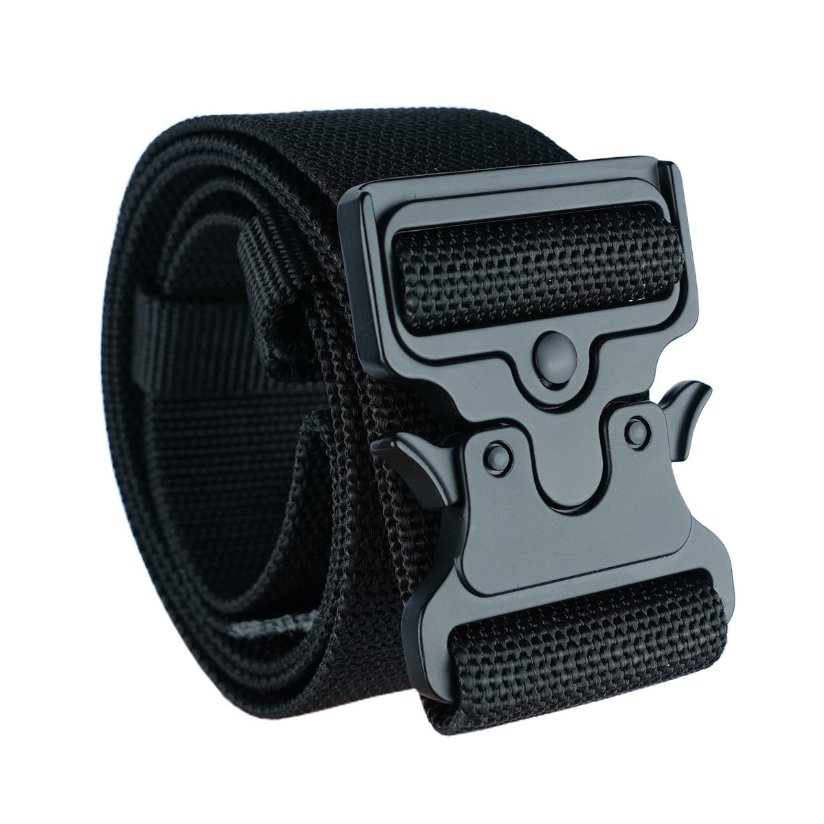 MELOTOUGH nylon belt buckle closeup highlights sturdy aluminum hardware for rugged daily use.