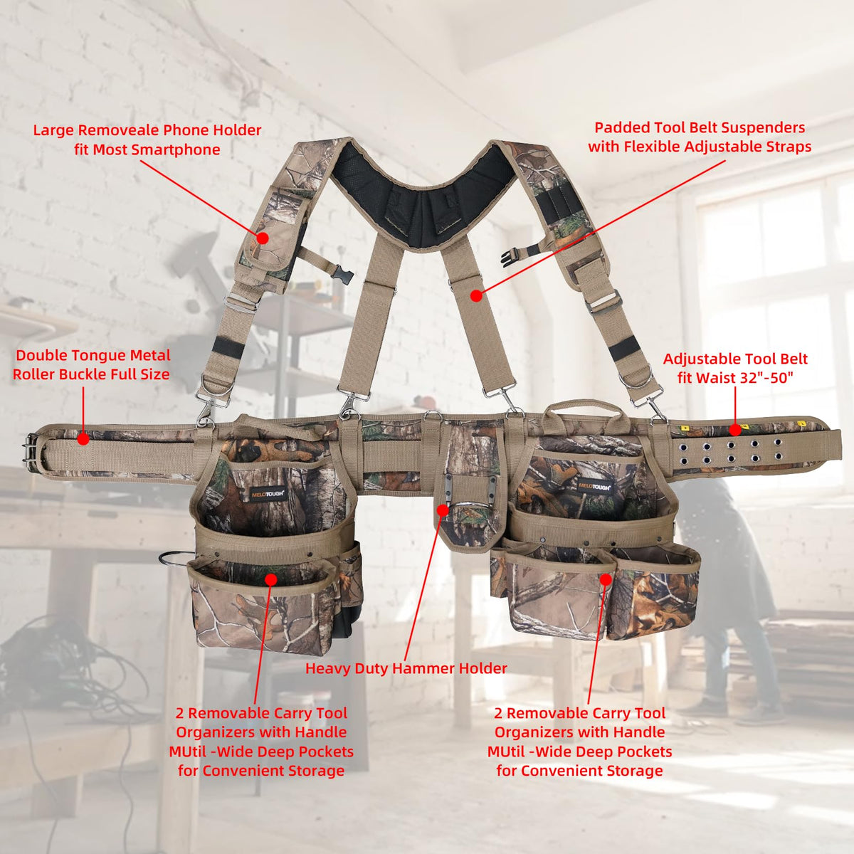 MELOTOUGH padded shoulder strap distributes weight for comfort.