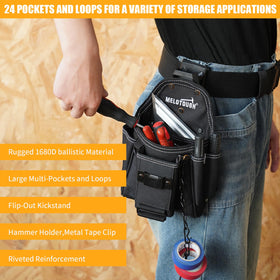 MELOTOUGH quick-detach belt-clip enables on-and-off without removing belt.