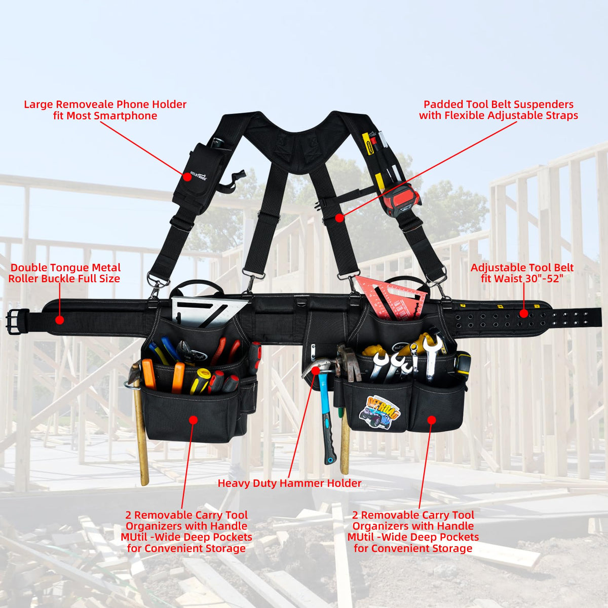 Melotough removable tool organizers keep gear neatly organized.