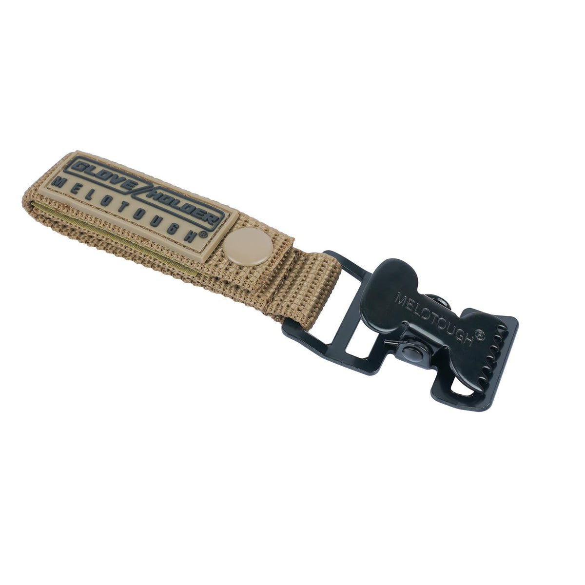 Swivel snap hook in black attached to the MELOTOUGH glove clip