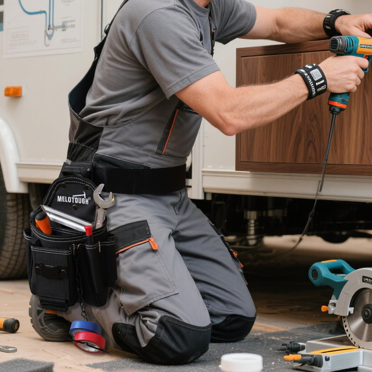 MELOTOUGH tape chain keeps measuring tapes secure and accessible.