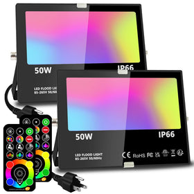 MELPO 50W RGBW flood light with remote for versatile outdoor lighting control