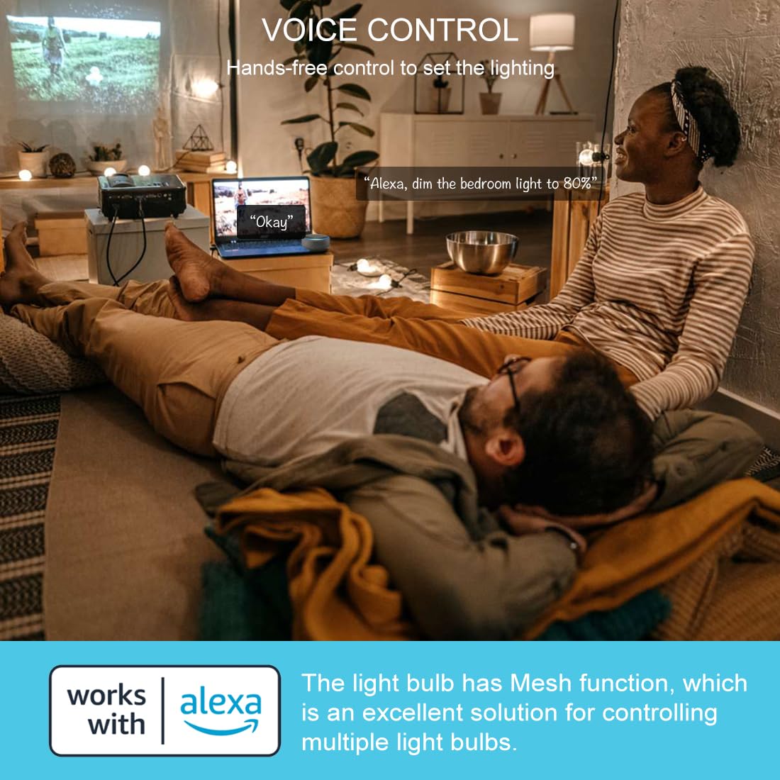 MELPO Alexa light bulb pairing with Alexa for voice control