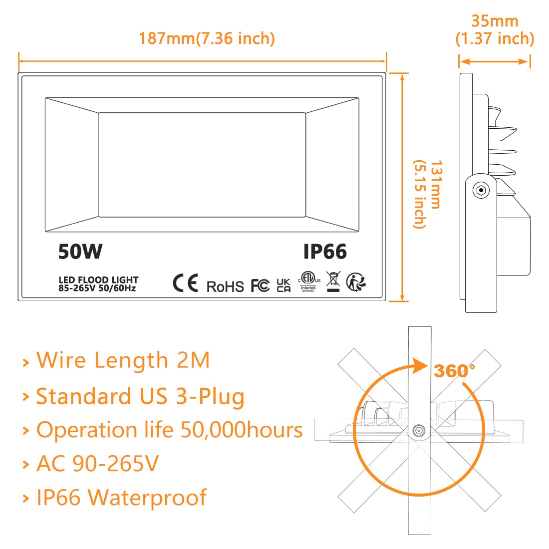 MELPO energy-efficient landscape light with wide 120° beam