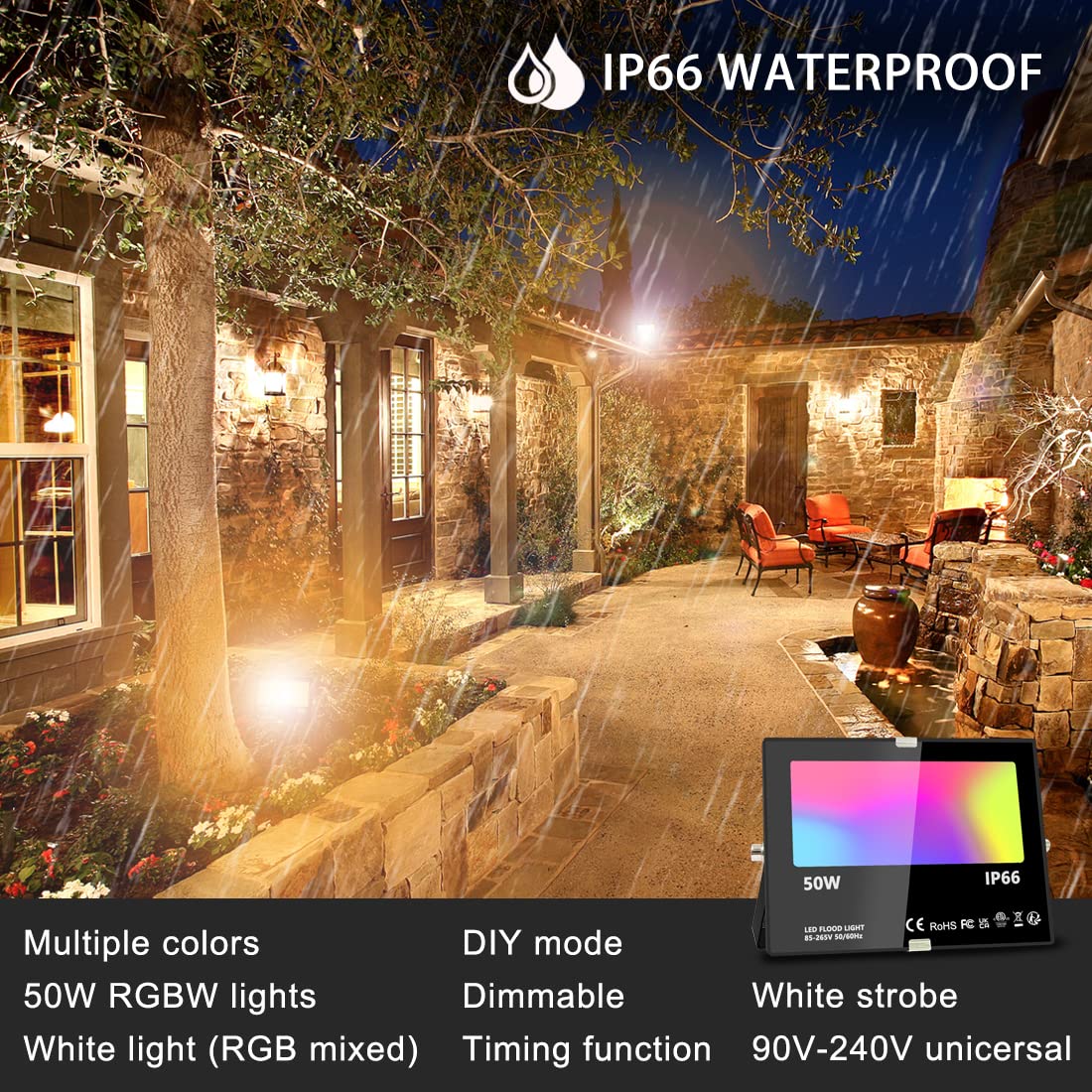 MELPO flood light app-control view highlighting wireless setup
