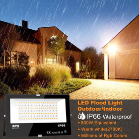 MELPO flood light with app control enables quick color changes and scene setup.