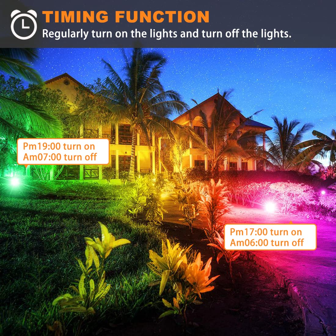 MELPO RGB flood light showing dynamic colors for events.