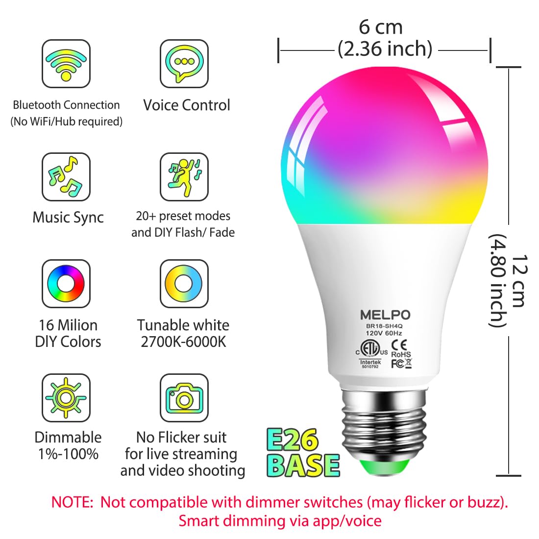 MELPO bulbs color spectrum demonstration with 16 million RGB colors
