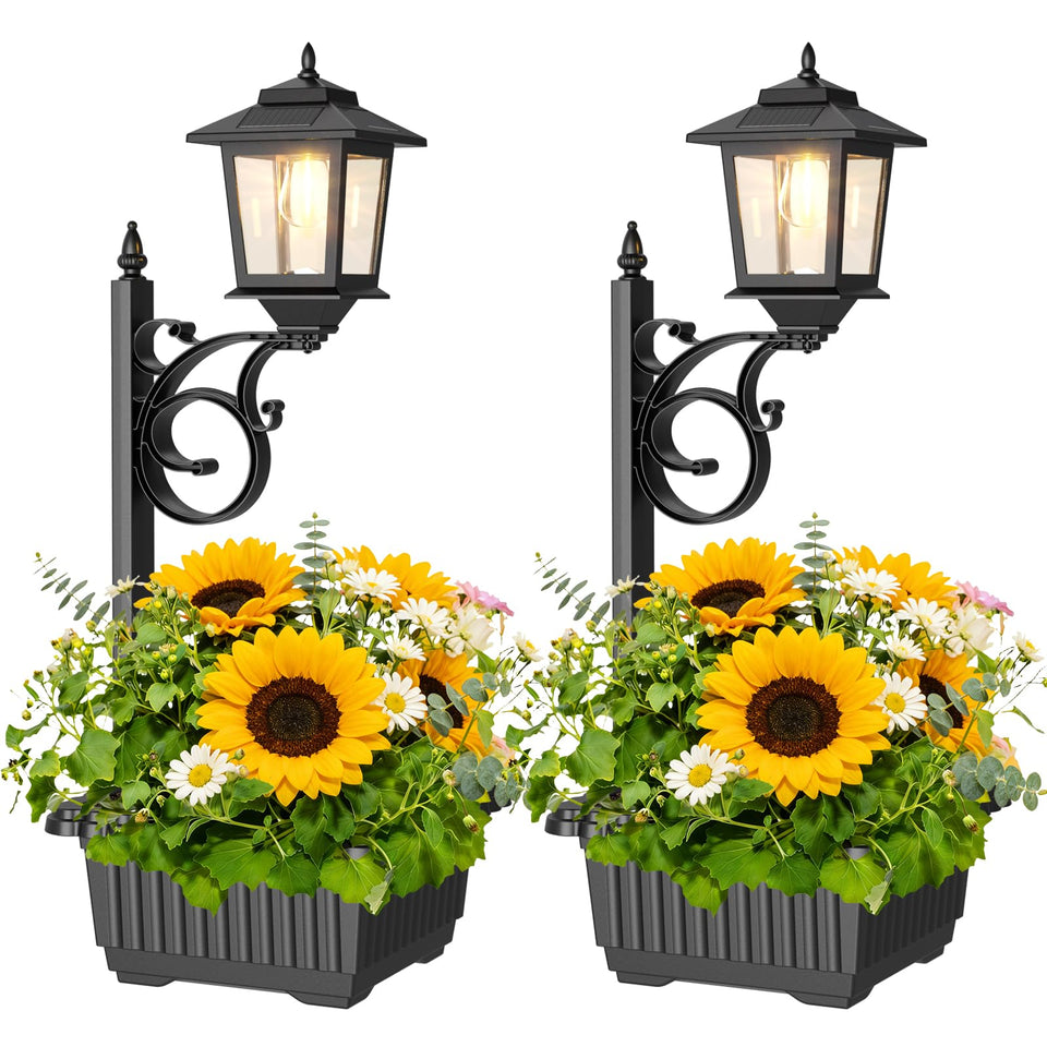 Melunar 2in1 solar light planter showing dual lighting and planting capability